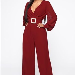 Fashion Nova | Pants \u0026 Jumpsuits | Enterizo Rojo Vino Elegante | Poshmark